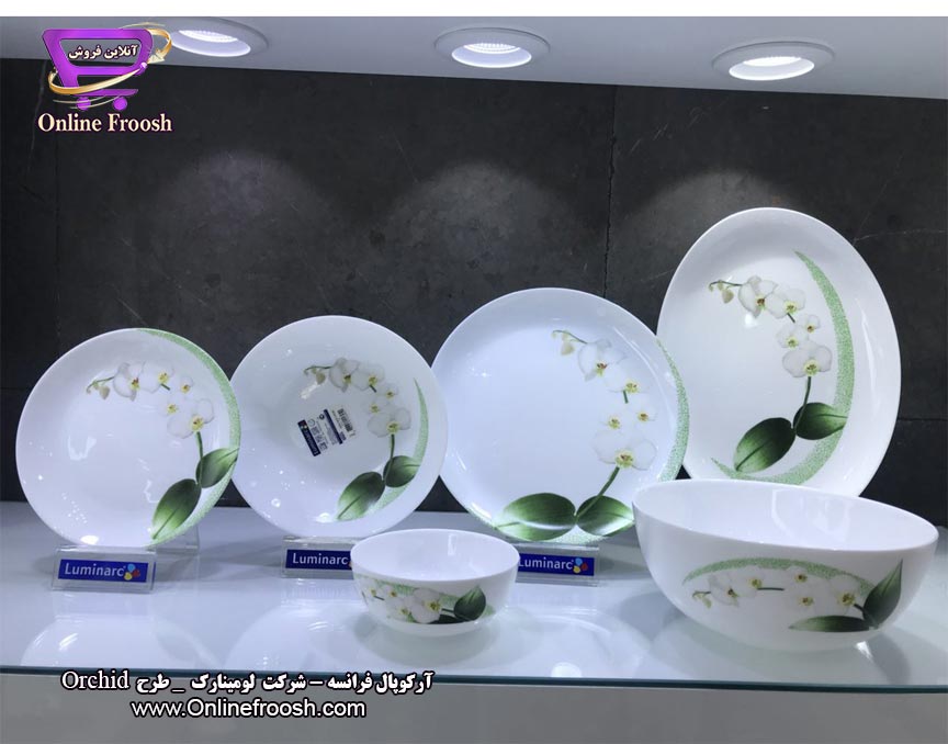 سرویس آرکوپال لومینارک فرانسه طرح ارکیده سبز 6 نفره 26 پارچه Luminarc Orchid